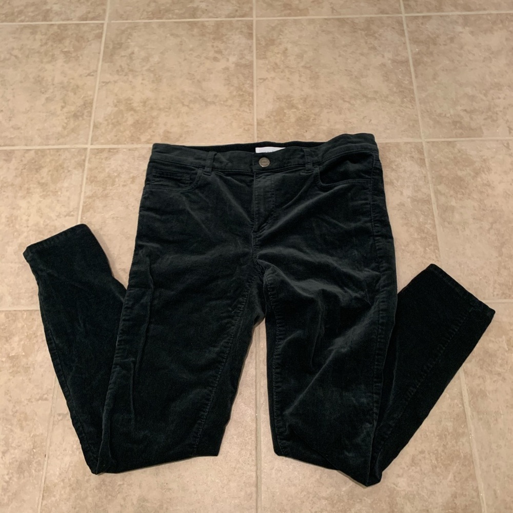 Loft corduroy slim cut pant dark green